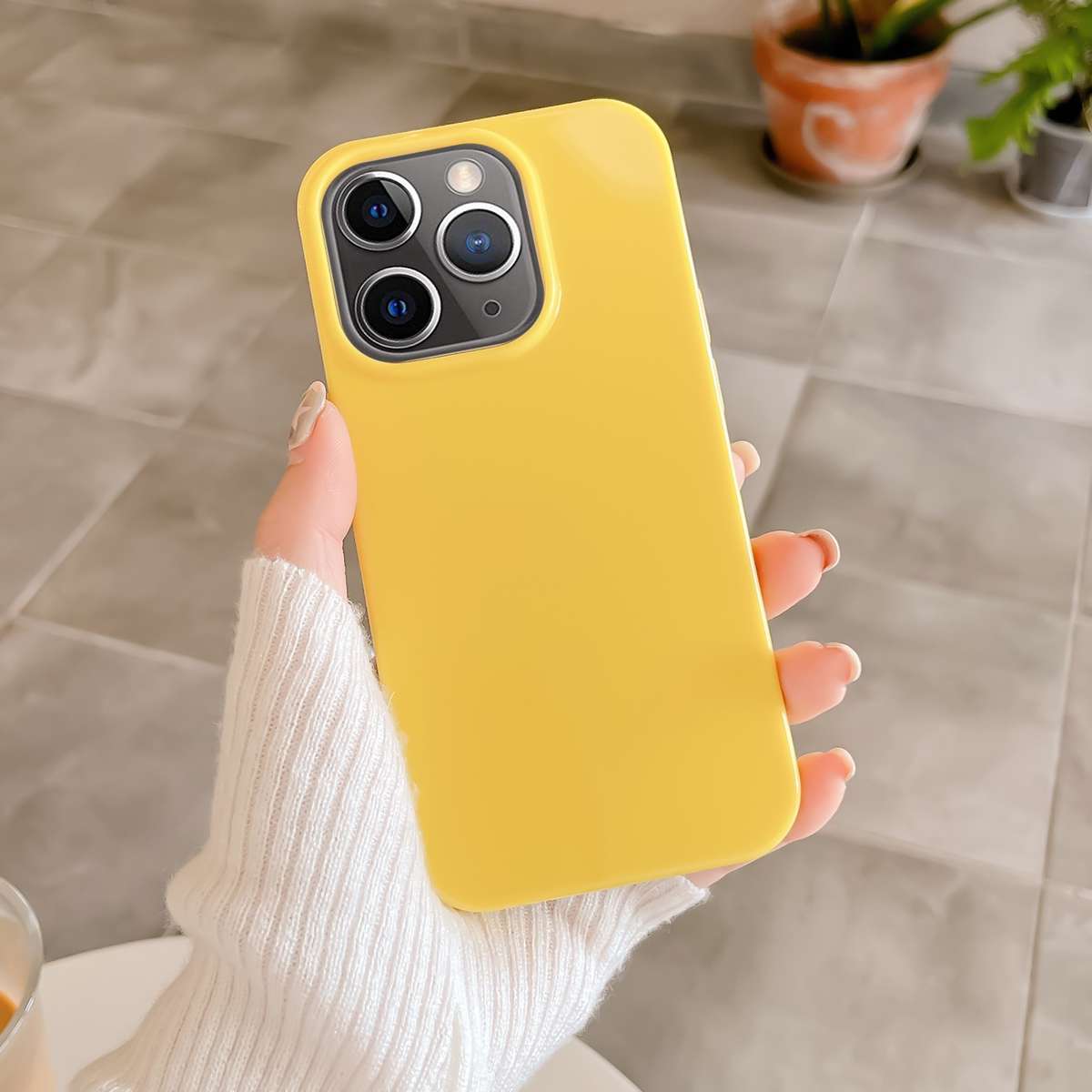 For iPhone 11 Pro Shockproof Solid Color TPU Phone Case(Yellow)