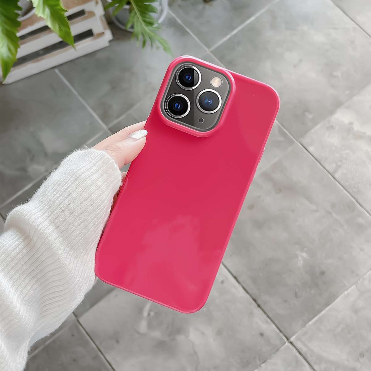 For iPhone 11 Pro Shockproof Solid Color TPU Phone Case(Rose Red)