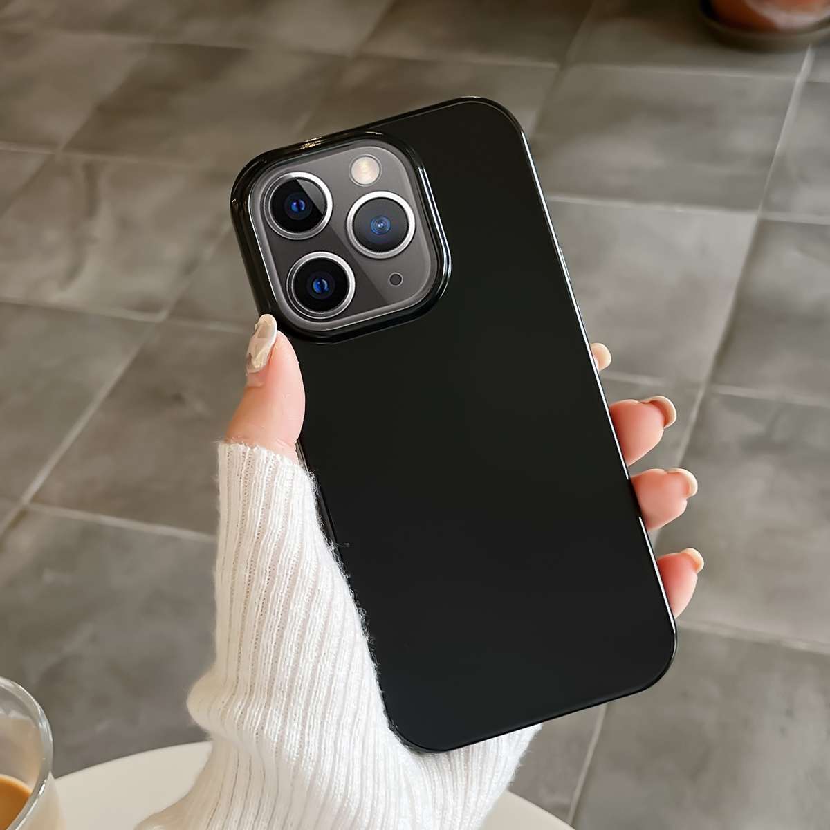 For iPhone 11 Pro Shockproof Solid Color TPU Phone Case(Black)