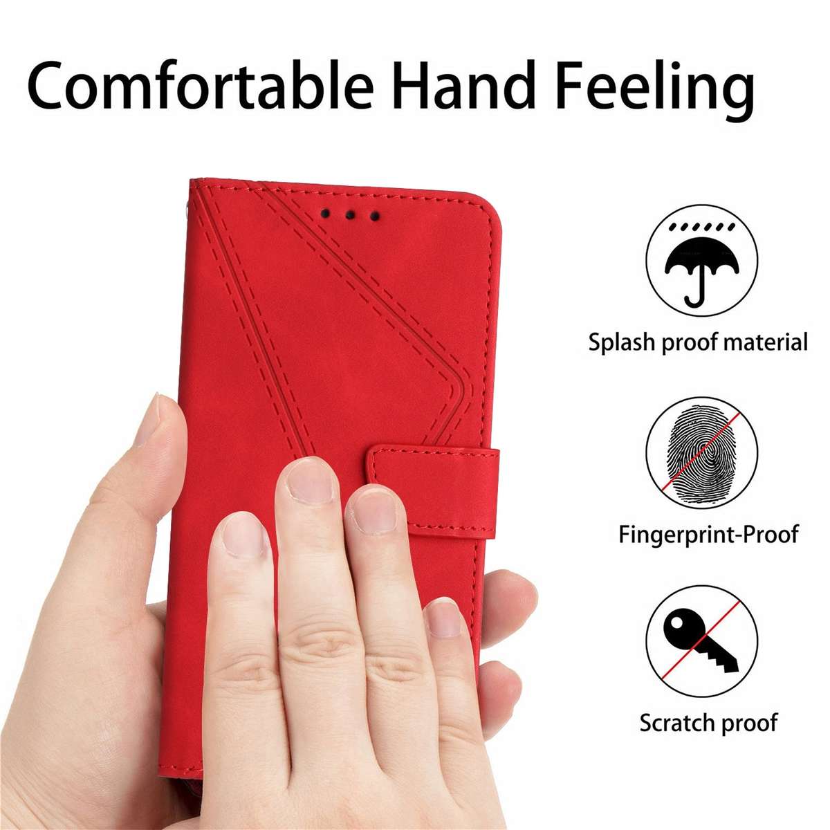 For Samsung Galaxy S23 Ultra 5G Stitching Embossed Leather Phone Case(Red)