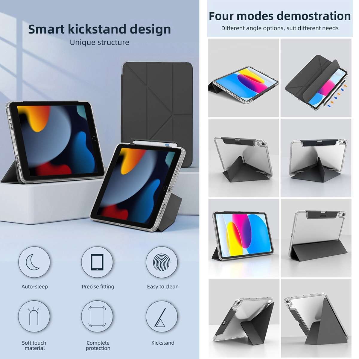 For iPad Pro 11 2025 / 2024 Mutural Deformation Stand Smart Leather Tablet Case(Grey)