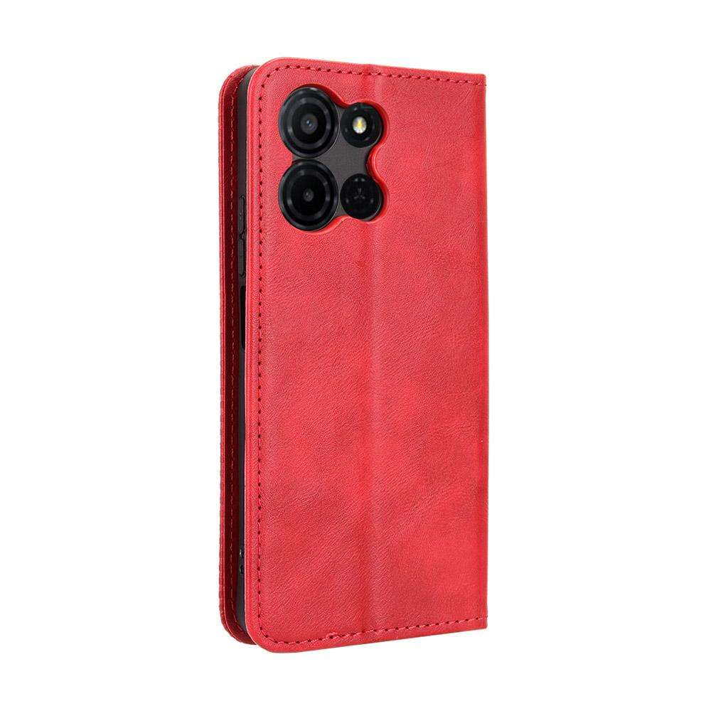 For TCL K32 5G / K33 5G Magnetic Buckle Retro Texture Leather Phone Case(Red)