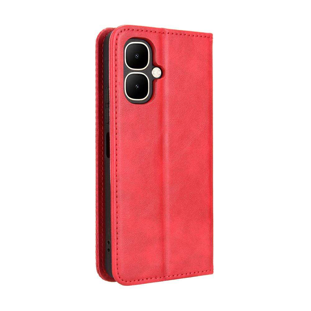 For Infinix Smart 10 / Tecno Pop 10 4G Magnetic Buckle Retro Texture Leather Phone Case(Red)