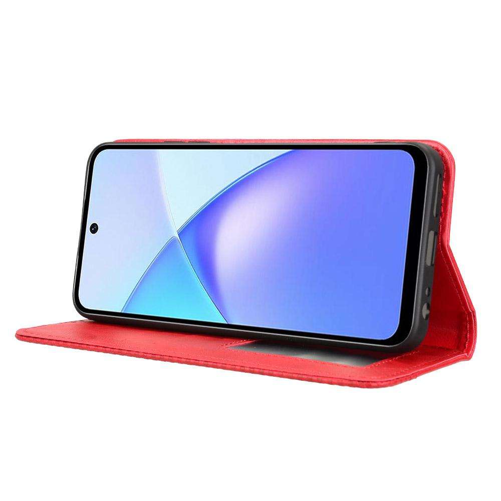 For Infinix Smart 10 / Tecno Pop 10 4G Magnetic Buckle Retro Texture Leather Phone Case(Red)