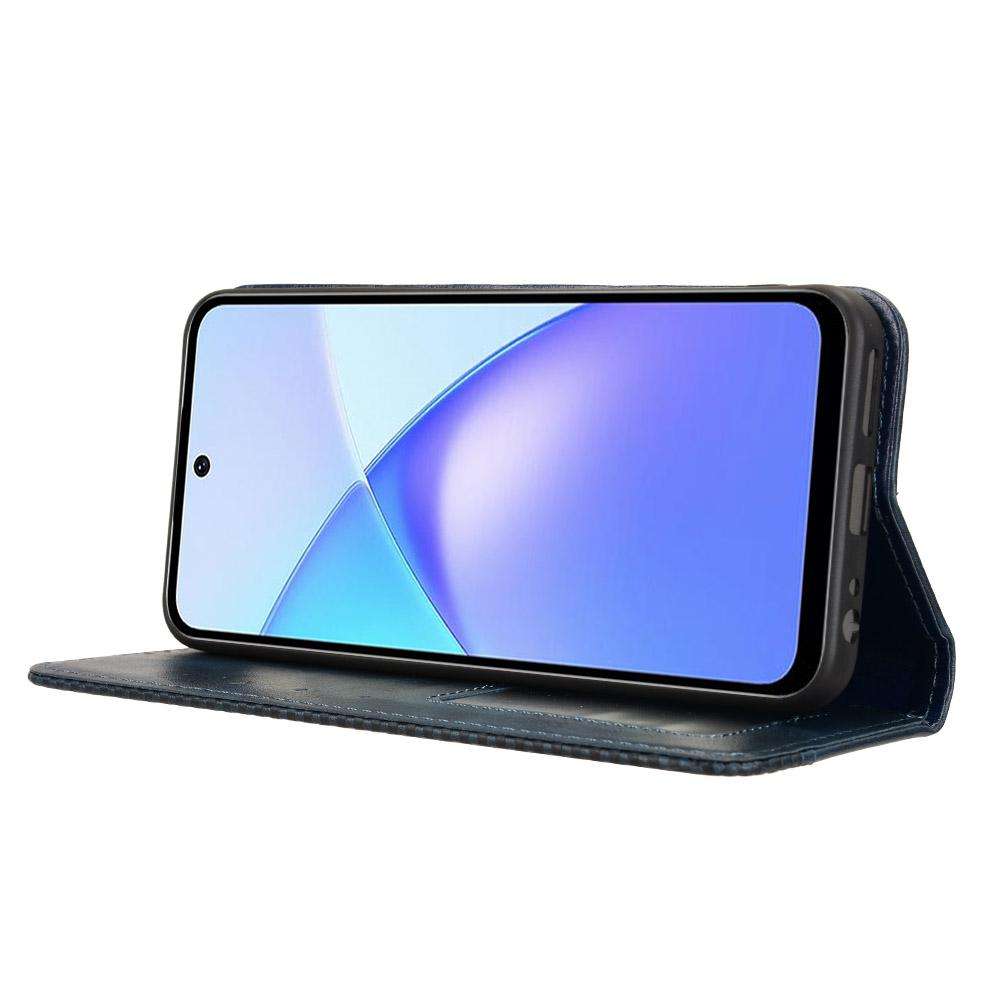 For Infinix Smart 10 / Tecno Pop 10 4G Magnetic Buckle Retro Texture Leather Phone Case(Blue)
