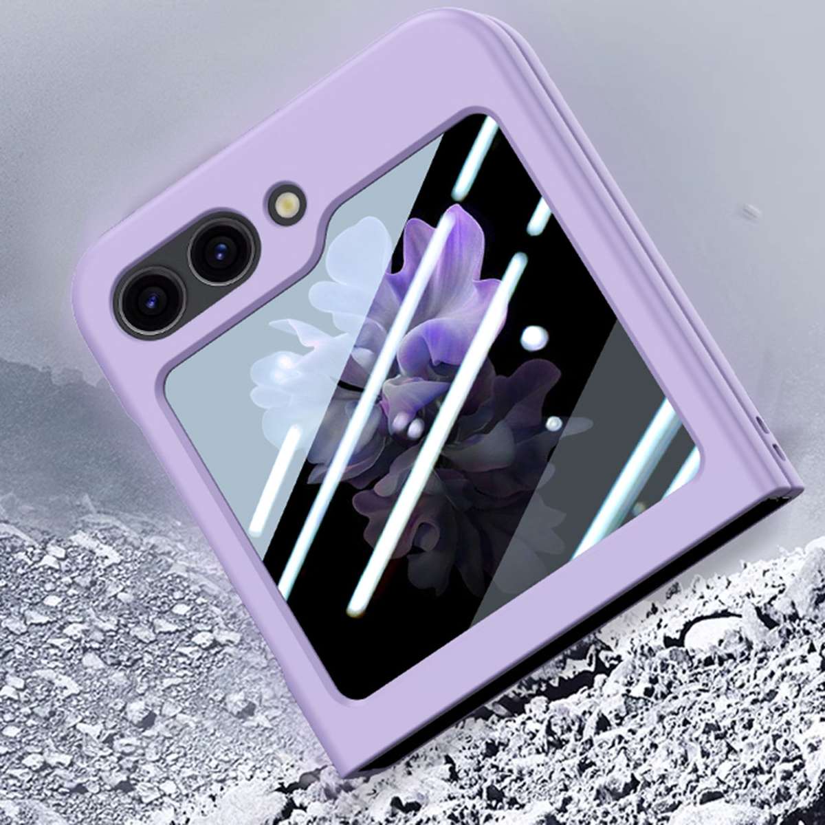 For Samsung Galaxy Z Flip5 Fuel Injection Integrated PC Skin Feel Phone Case(White)