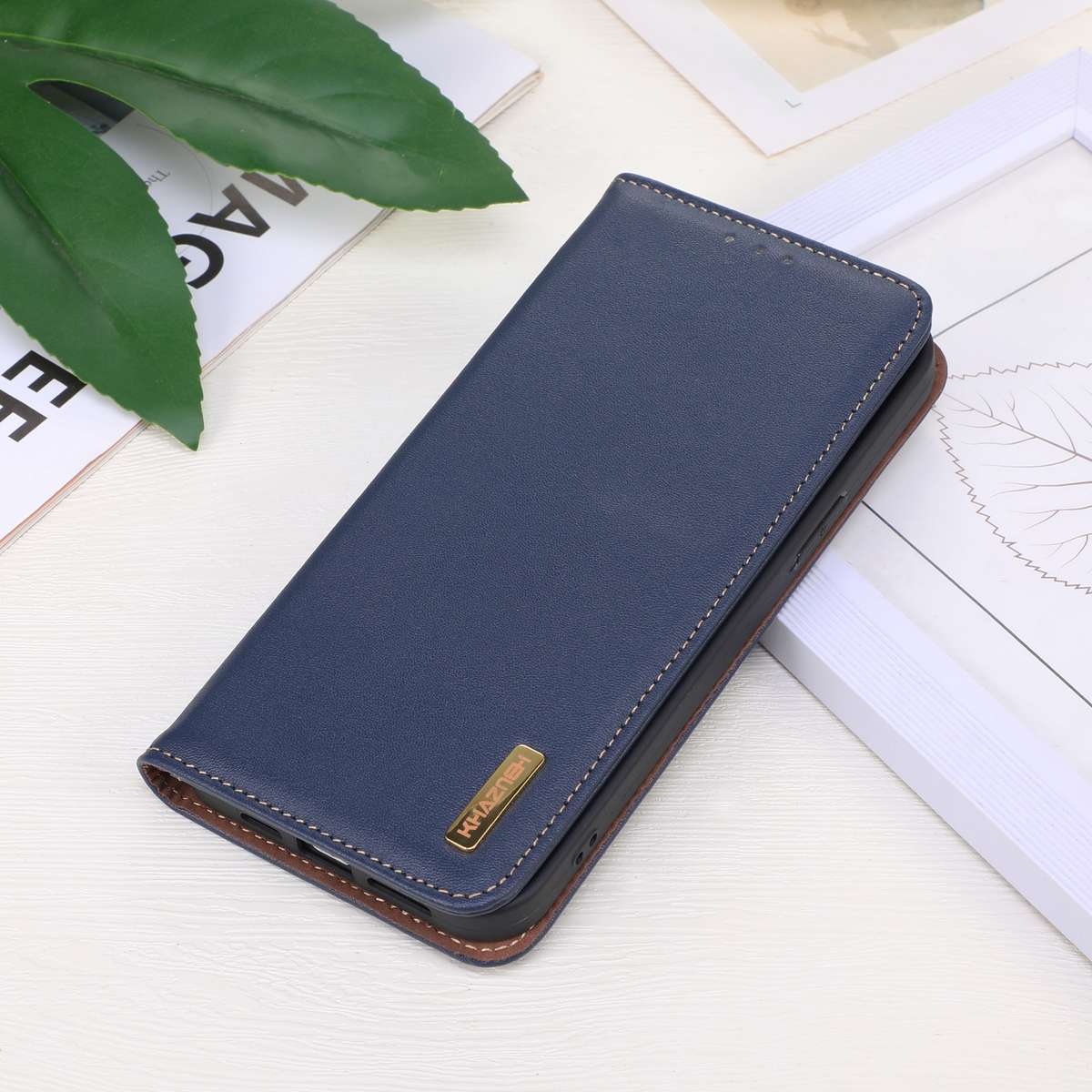 For Xiaomi 14 Ultra KHAZNEH Nappa Top Layer Cowhide Leather Phone Case(Blue)