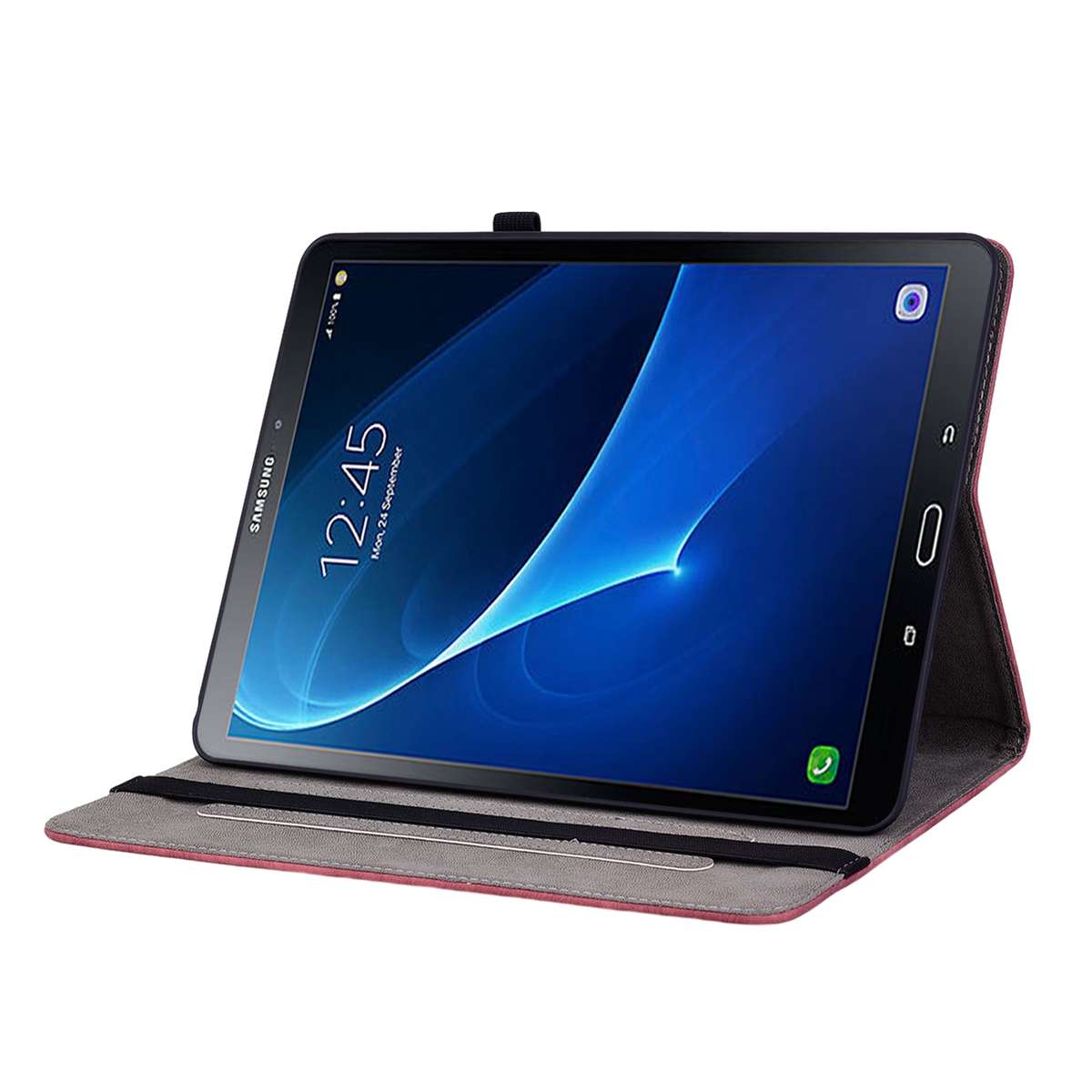 For Samsung Galaxy Tab A 10.1 2016/T580/T585 Butterfly Rose Embossed Leather Tablet Case(Red)