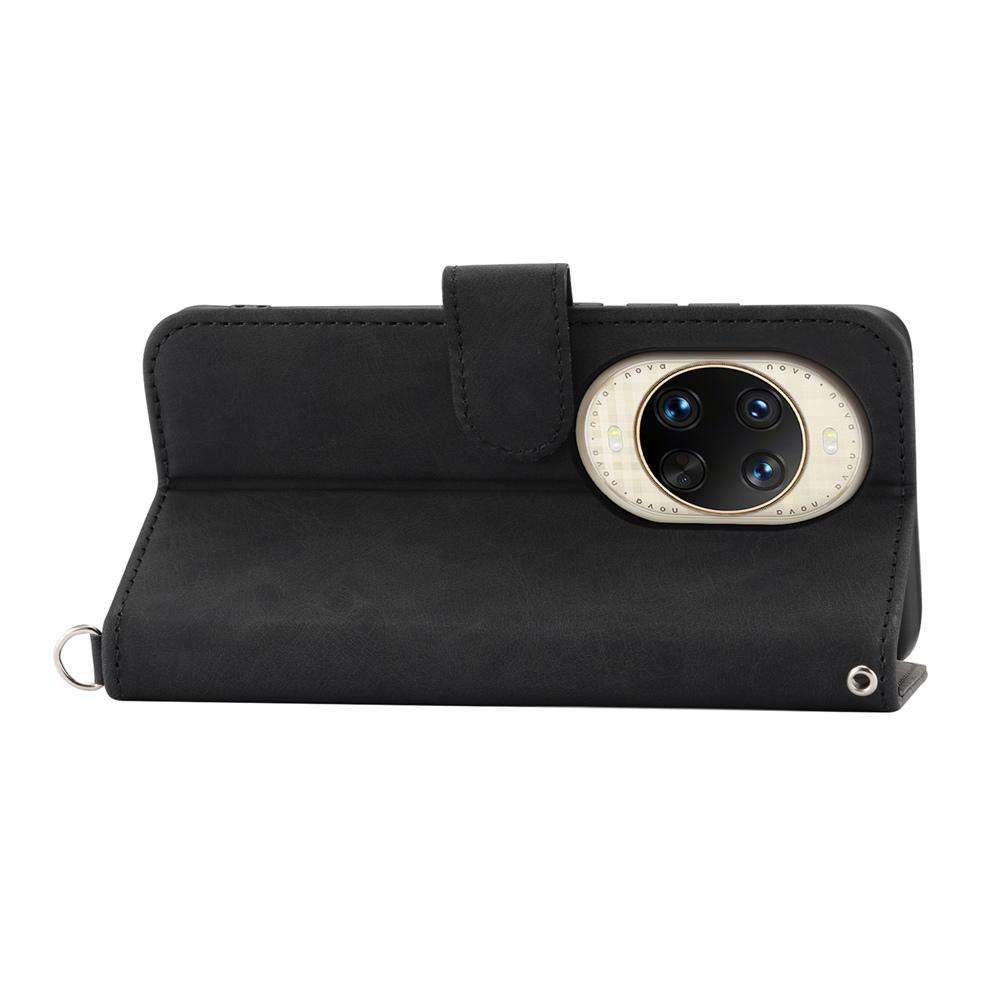 For Huawei nova 14 Ultra Skin Feel Flowers Embossed Wallet Leather Phone Case(Black)