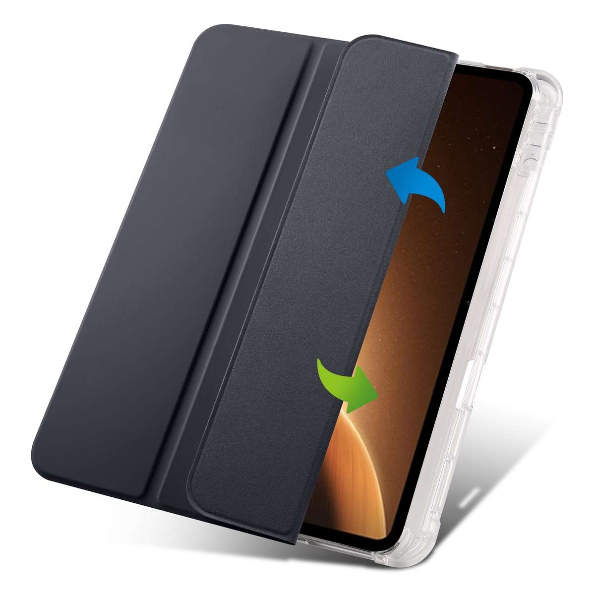 For OPPO Pad 2 11.6 2023 3-fold Clear TPU Smart Leather Tablet Case with Pen Slot(Black)
