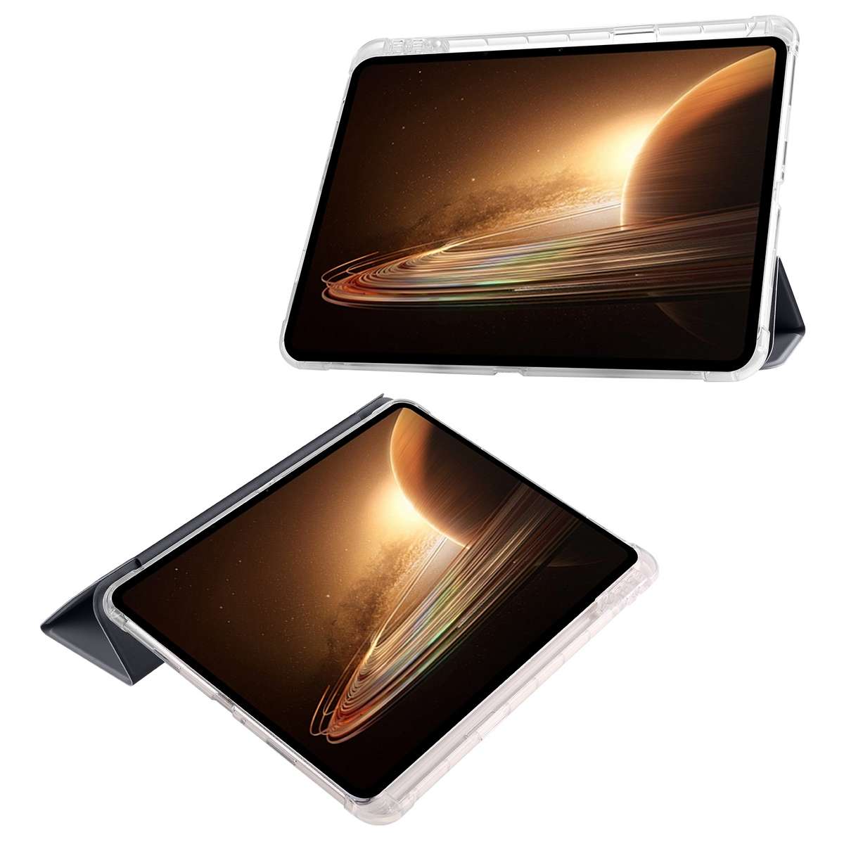 For OPPO Pad 2 11.6 2023 3-fold Clear TPU Smart Leather Tablet Case with Pen Slot(Black)