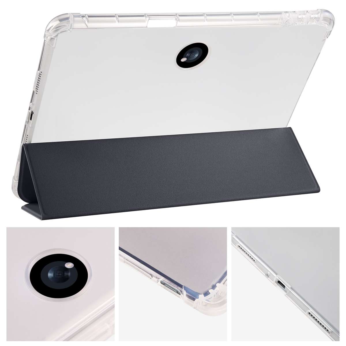 For OPPO Pad 2 11.6 2023 3-fold Clear TPU Smart Leather Tablet Case with Pen Slot(Black)