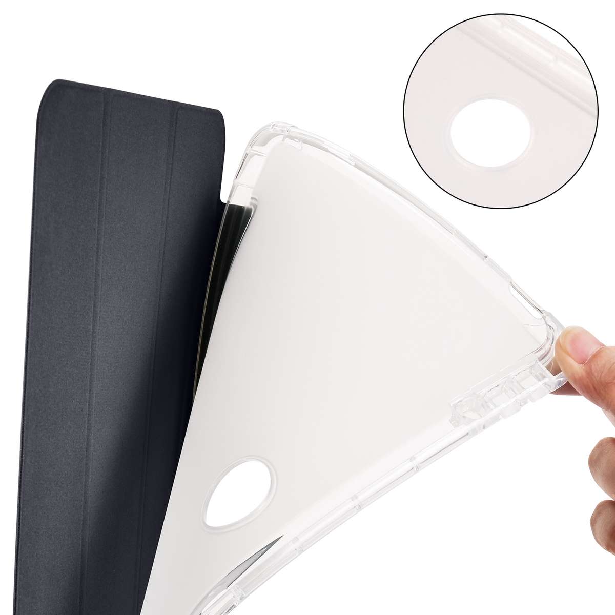 For OPPO Pad 2 11.6 2023 3-fold Clear TPU Smart Leather Tablet Case with Pen Slot(Black)