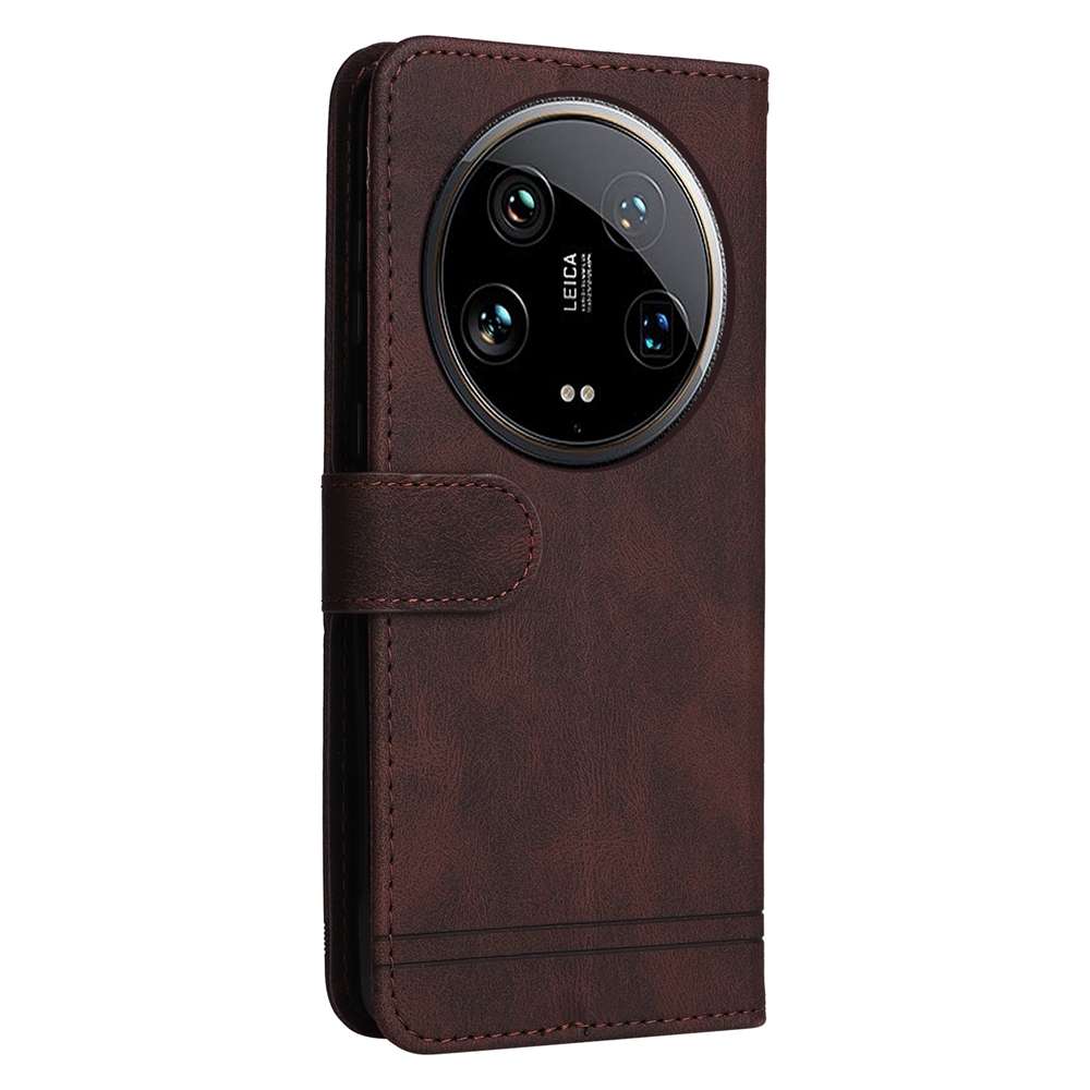 For Xiaomi 14 Ultra Skin Feel Life Tree Metal Button Leather Phone Case(Brown)