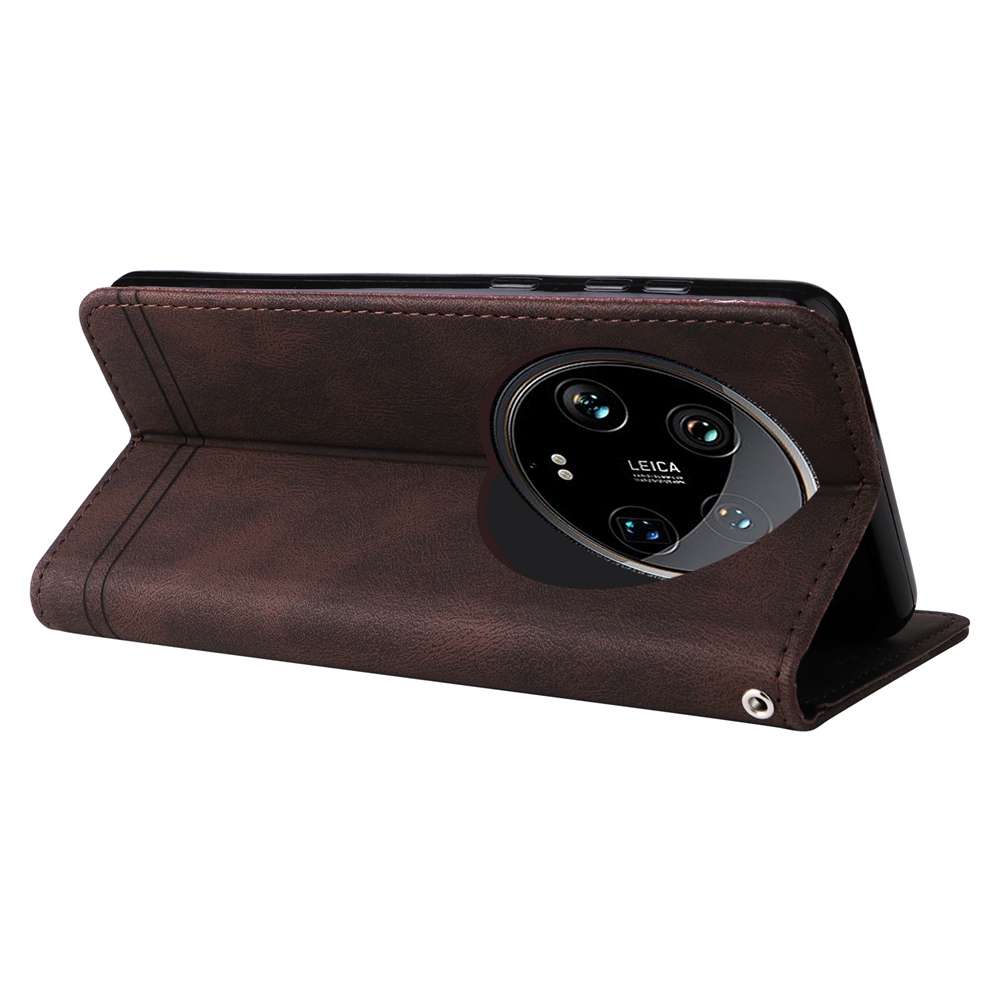 For Xiaomi 14 Ultra Skin Feel Life Tree Metal Button Leather Phone Case(Brown)