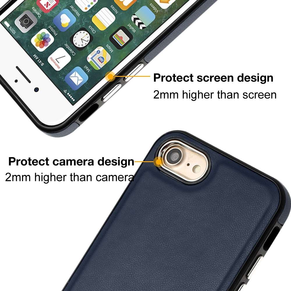 For iPhone SE 2022 / 6 / 7 / 8 / SE 2020 Leather Texture Full Coverage Phone Case(Blue)