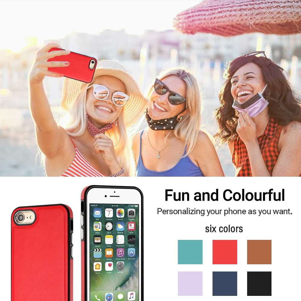 For iPhone SE 2022 / 6 / 7 / 8 / SE 2020 Leather Texture Full Coverage Phone Case(Red)