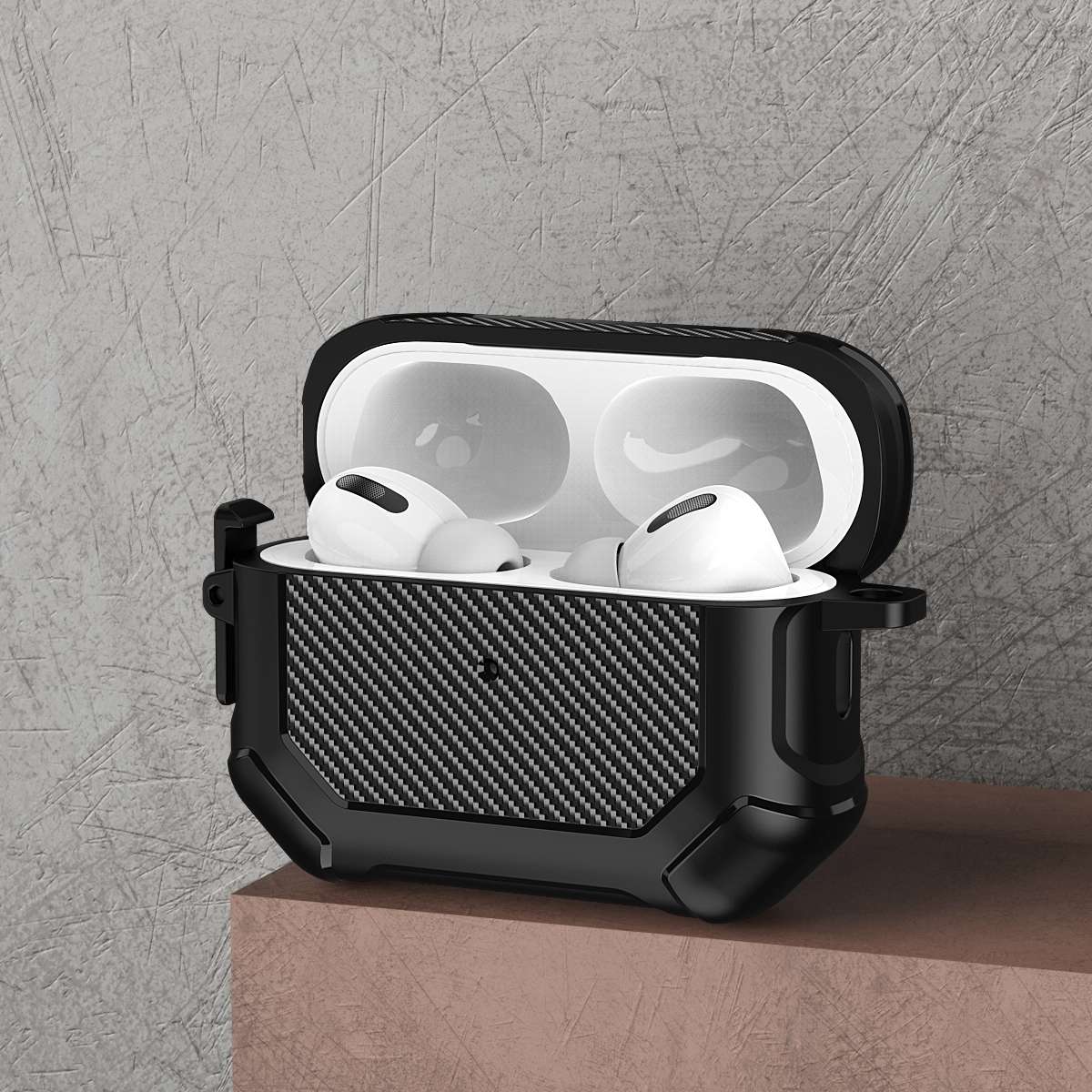 For AirPods Pro 2 Carbon Brazing Dimension TPU+PC Headphone Protective Cover with Switc ... (Blue)