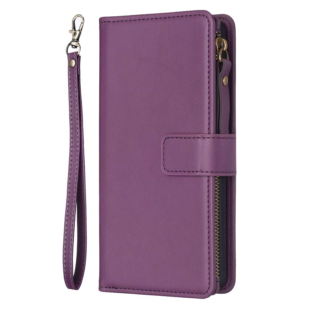 For Nokia C22 9 Card Slots Zipper Wallet Leather Flip Phone Case(Dark Purple)
