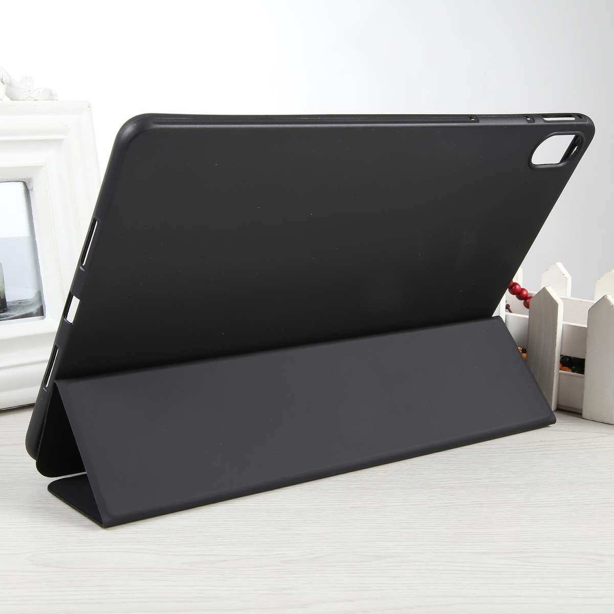For Huawei MatePad SE 11 GEBEI 3-folding Holder Shockproof Flip Leather Tablet Case(Black)