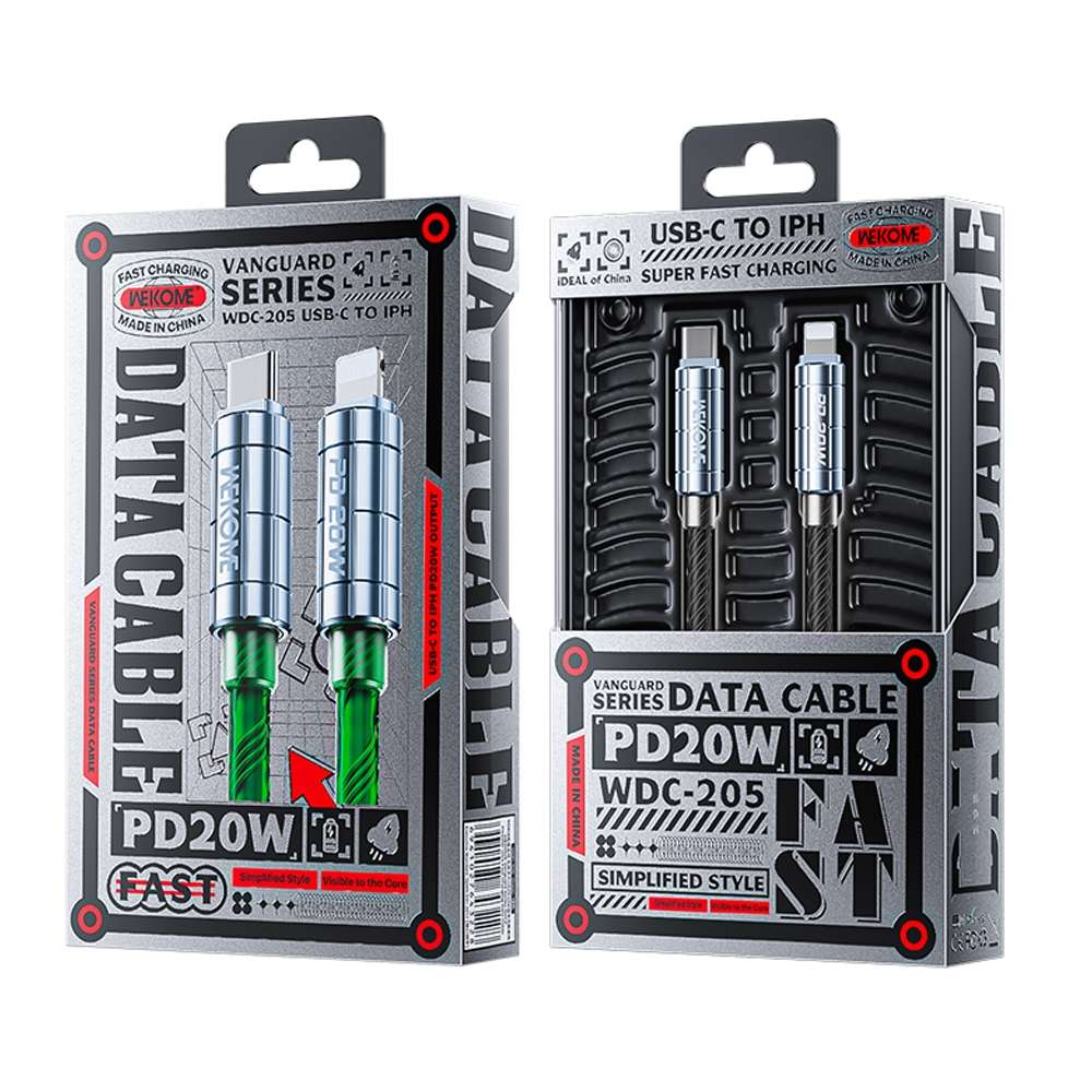 WK WDC-205 PD 20W USB-C/Type-C to 8 Pin Super Fast Charge Data Cable, Length: 1m(Black)