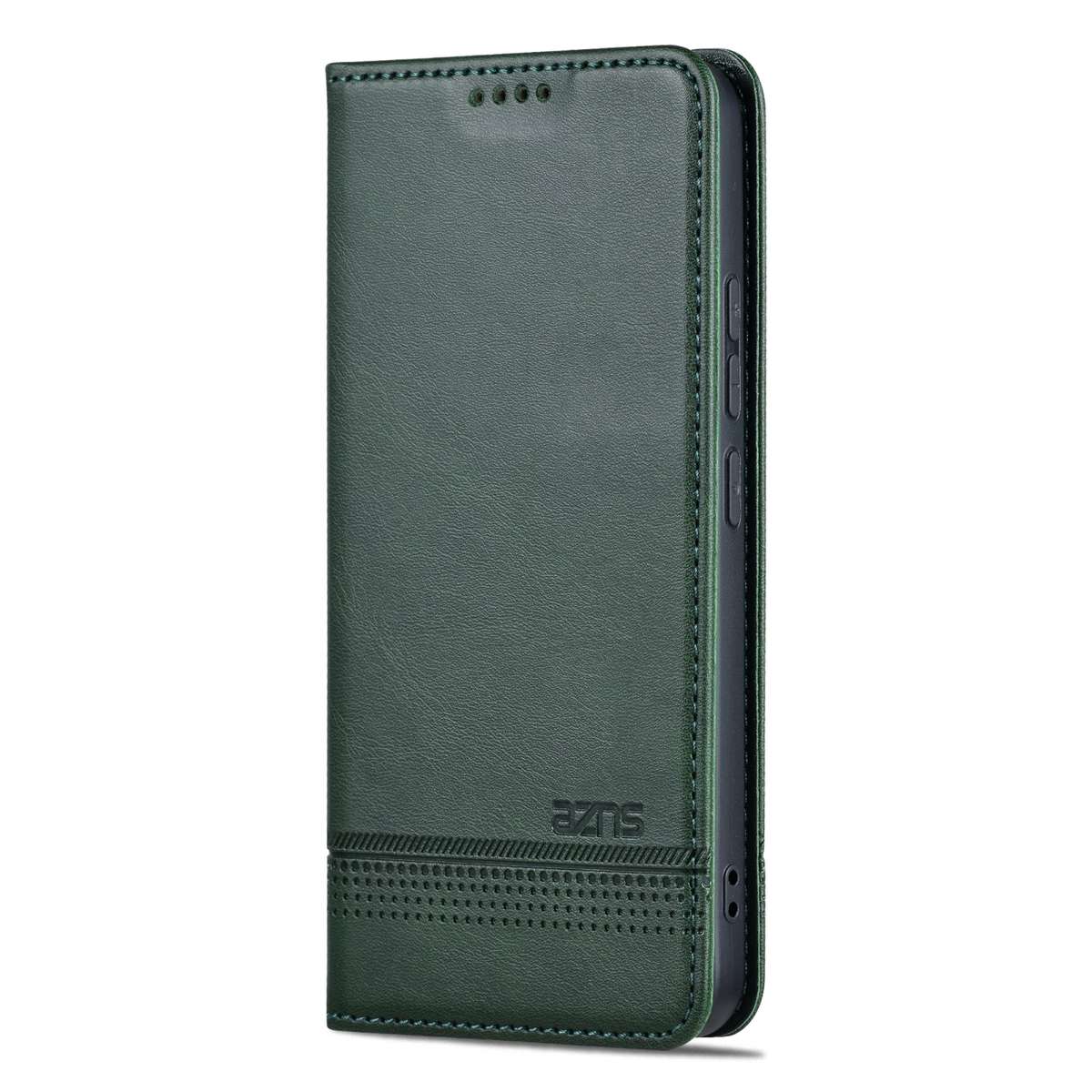 For Xiaomi 14 Pro AZNS Magnetic Calf Texture Flip Leather Phone Case(Dark Green)