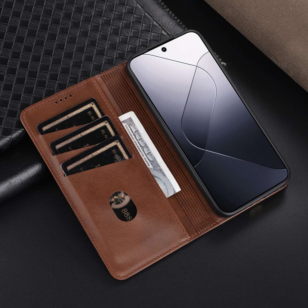 For Xiaomi 14 Pro AZNS Magnetic Calf Texture Flip Leather Phone Case(Dark Green)
