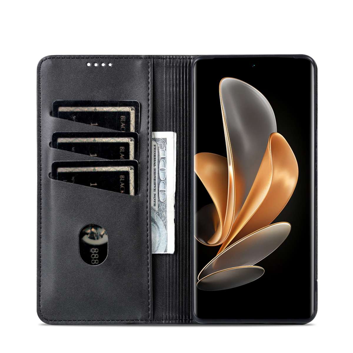 For Xiaomi 14 Ultra AZNS Magnetic Calf Texture Flip Leather Phone Case(Black)