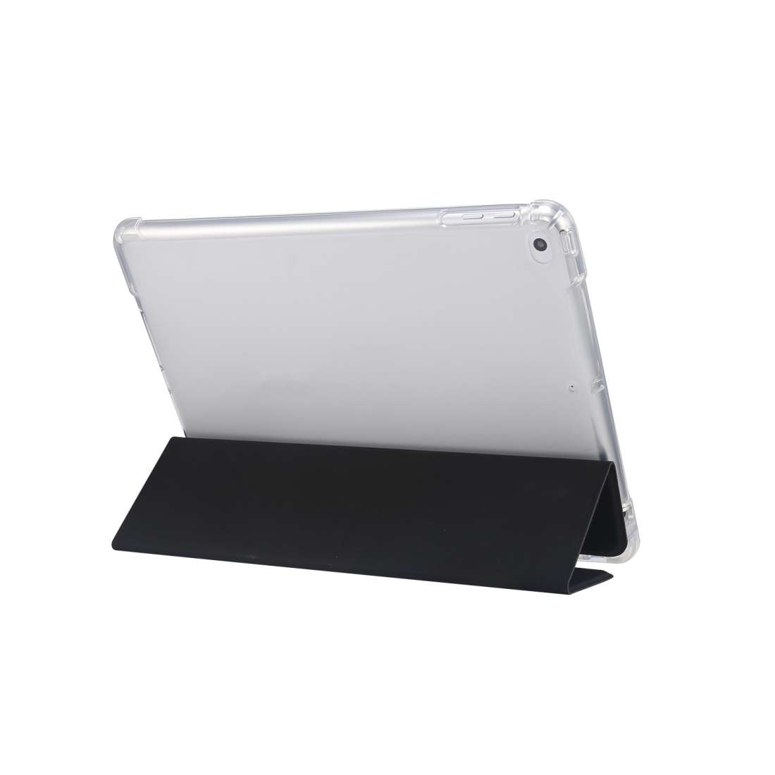For iPad 9.7(2018)/(2017)/Air 2/Air 3-folding Electric Pressed Skin Texture Horizontal ... (Black)