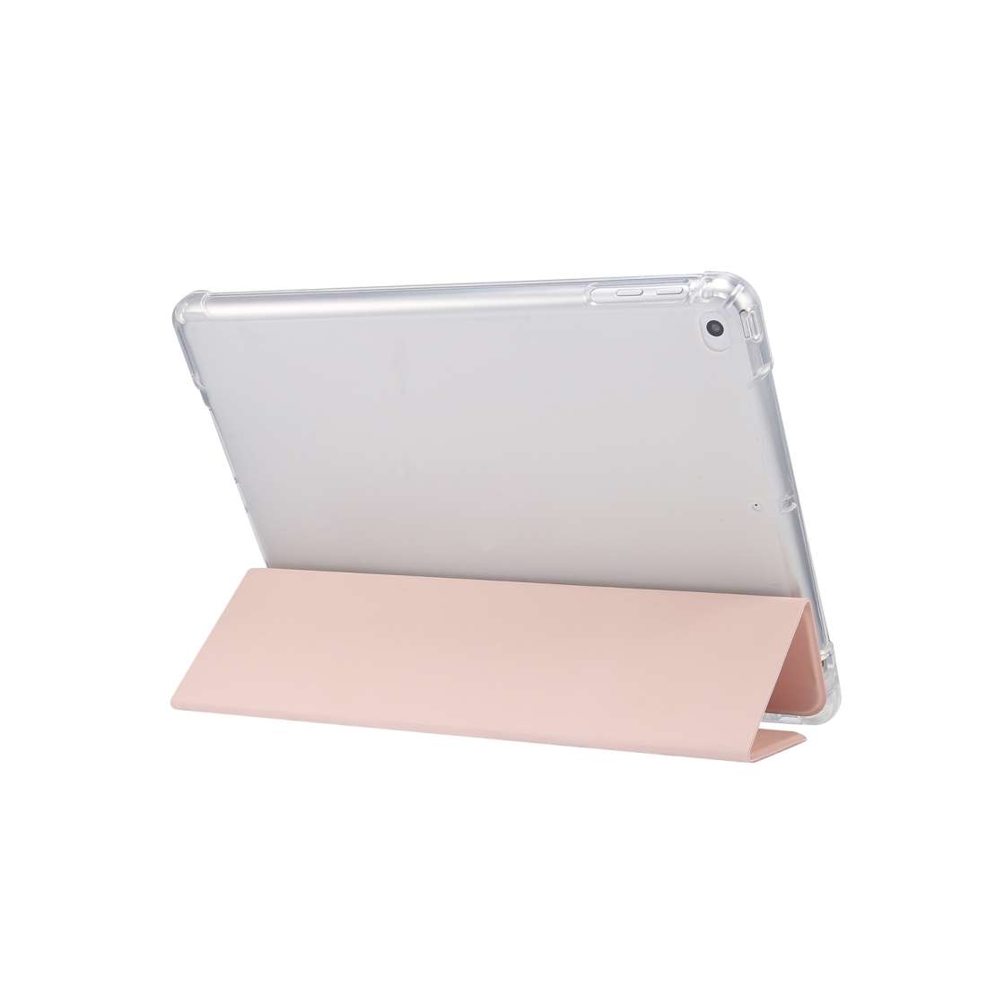 For iPad 9.7(2018)/(2017)/Air 2/Air 3-folding Electric Pressed Skin Texture Horiz ... (Light Pink)