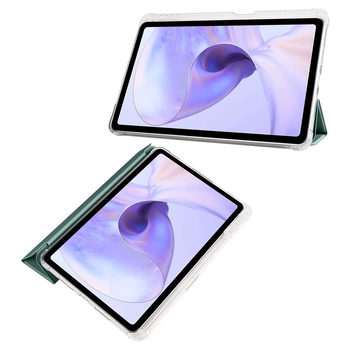 For OPPO Pad Air 10.36 2022 3-folding Transparent TPU Smart Leather Tablet Case with P ... (Green)