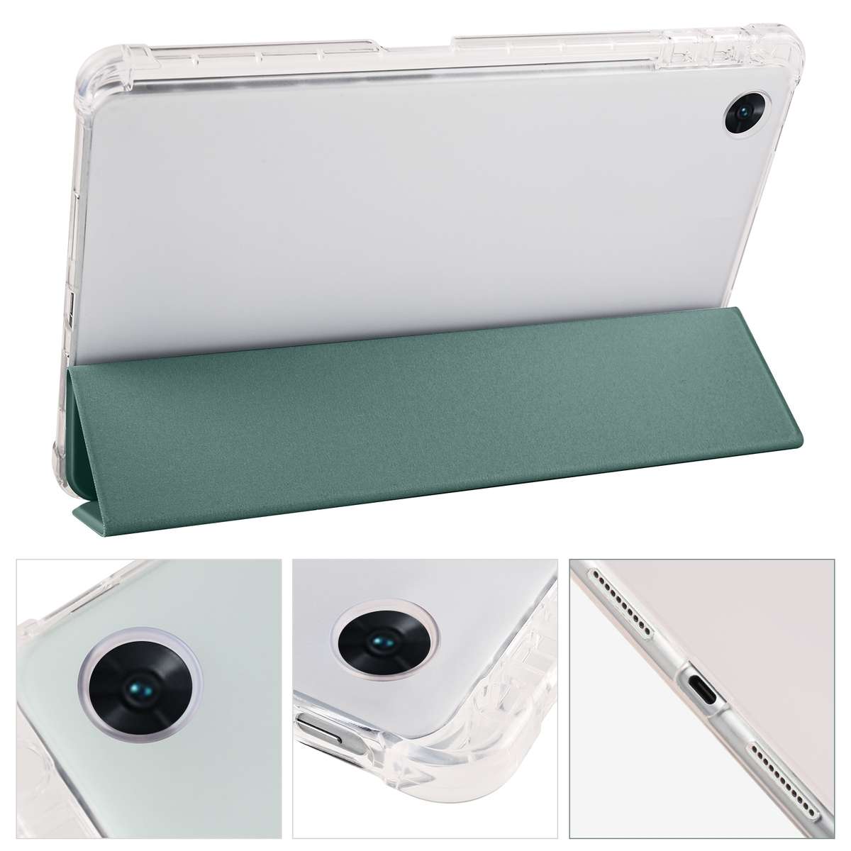 For OPPO Pad Air 10.36 2022 3-folding Transparent TPU Smart Leather Tablet Case with P ... (Green)