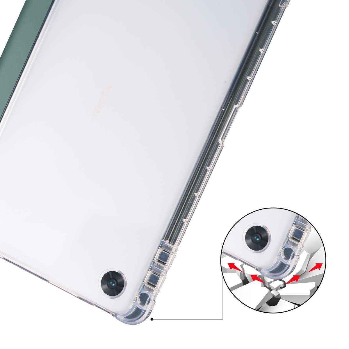 For OPPO Pad Air 10.36 2022 3-folding Transparent TPU Smart Leather Tablet Case with P ... (Green)