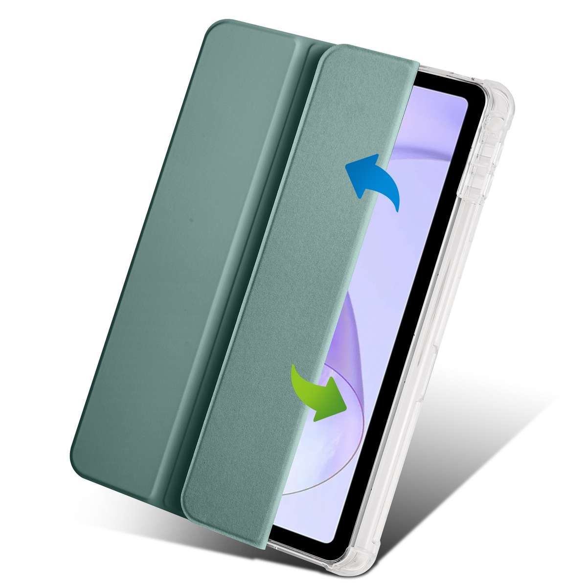 For OPPO Pad Air 10.36 2022 3-folding Transparent TPU Smart Leather Tablet Case with P ... (Green)
