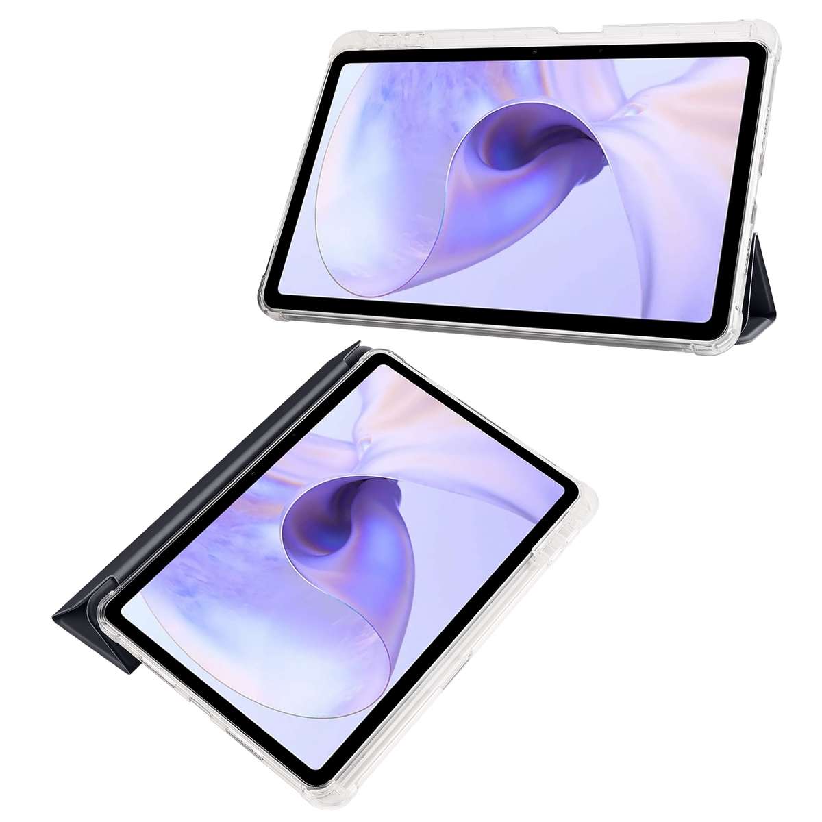 For OPPO Pad Air 10.36 2022 3-folding Transparent TPU Smart Leather Tablet Case with P ... (Black)