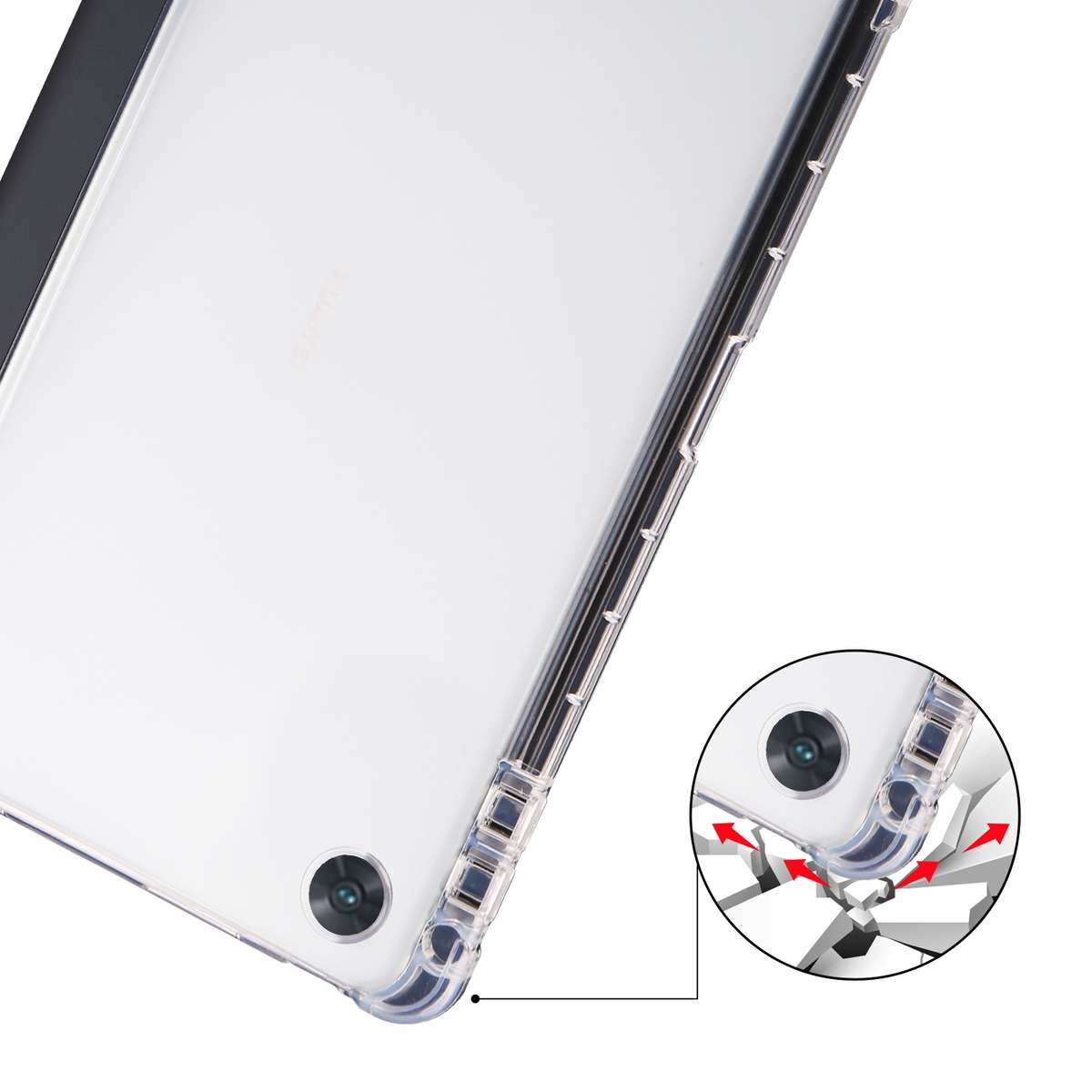 For OPPO Pad Air 10.36 2022 3-folding Transparent TPU Smart Leather Tablet Case with P ... (Black)