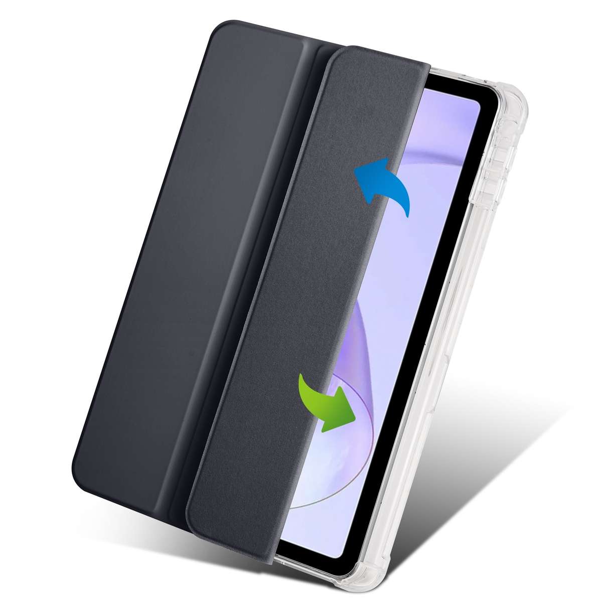 For OPPO Pad Air 10.36 2022 3-folding Transparent TPU Smart Leather Tablet Case with P ... (Black)