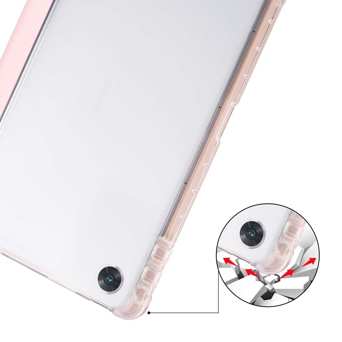For OPPO Pad Air 10.36 2022 3-folding Transparent TPU Smart Leather Tablet Case with Pe ... (Pink)