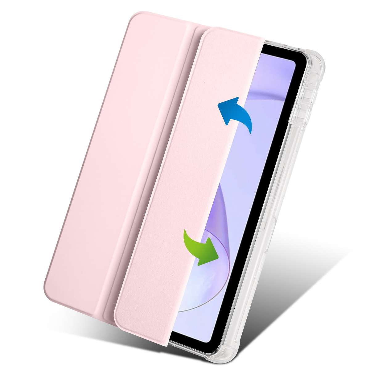 For OPPO Pad Air 10.36 2022 3-folding Transparent TPU Smart Leather Tablet Case with Pe ... (Pink)