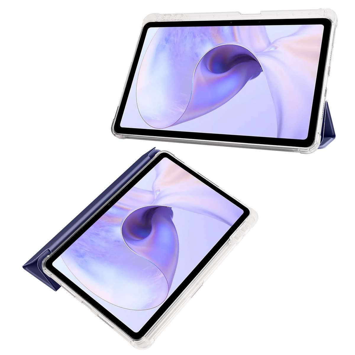 For OPPO Pad Air 10.36 2022 3-folding Transparent TPU Smart Leather Tablet Case wi ... (Dark Blue)