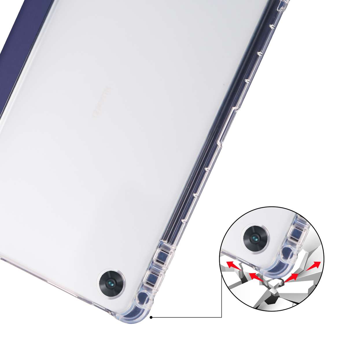 For OPPO Pad Air 10.36 2022 3-folding Transparent TPU Smart Leather Tablet Case wi ... (Dark Blue)