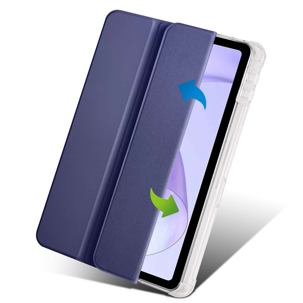 For OPPO Pad Air 10.36 2022 3-folding Transparent TPU Smart Leather Tablet Case wi ... (Dark Blue)