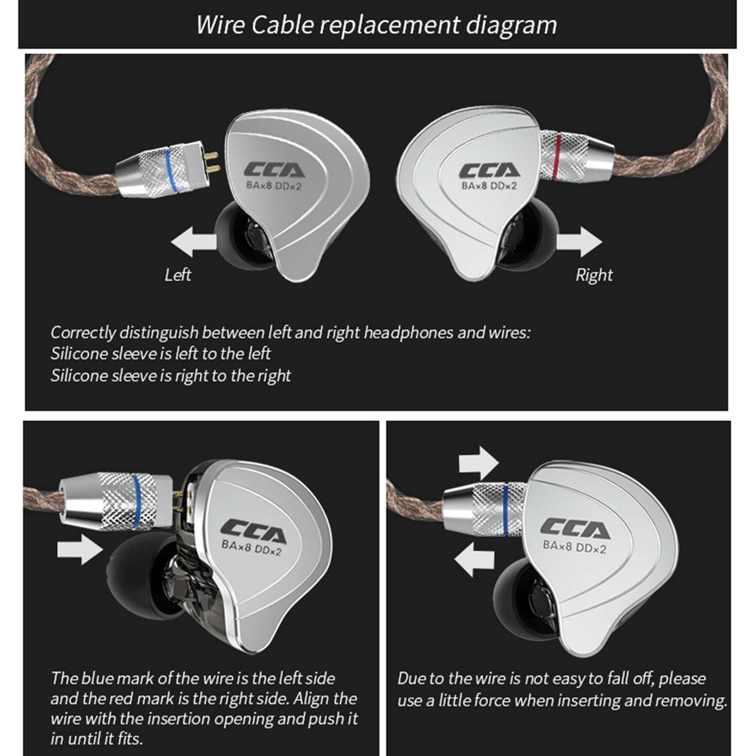 CCA CCA-C10 3.5mm Gold Plated Plug Ten Unit Hybrid Wire-controlled In-ear Earp ... (Sapphire Cyan)