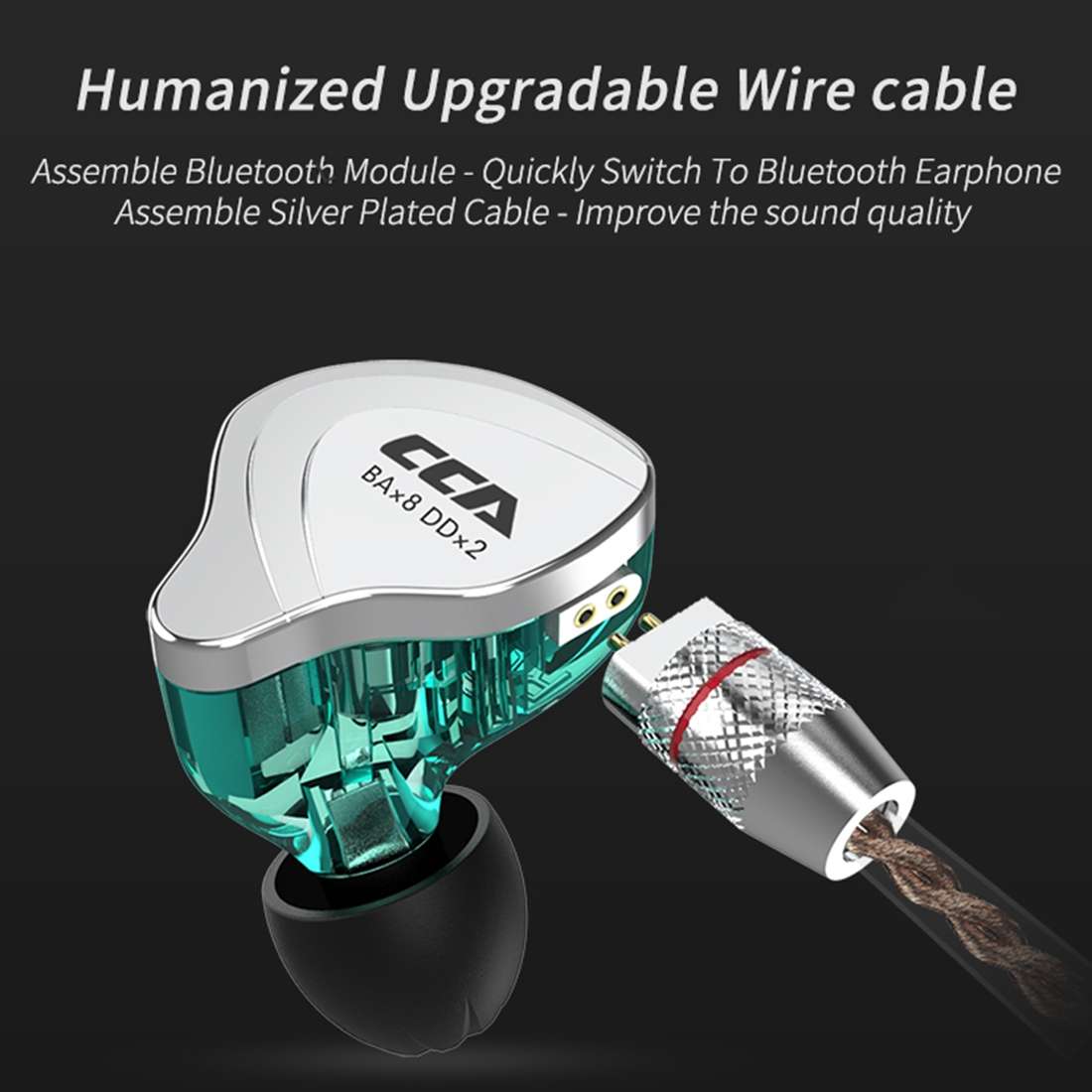 CCA CCA-C10 3.5mm Gold Plated Plug Ten Unit Hybrid Wire-controlled In-ear Earpho ... (Charm Black)