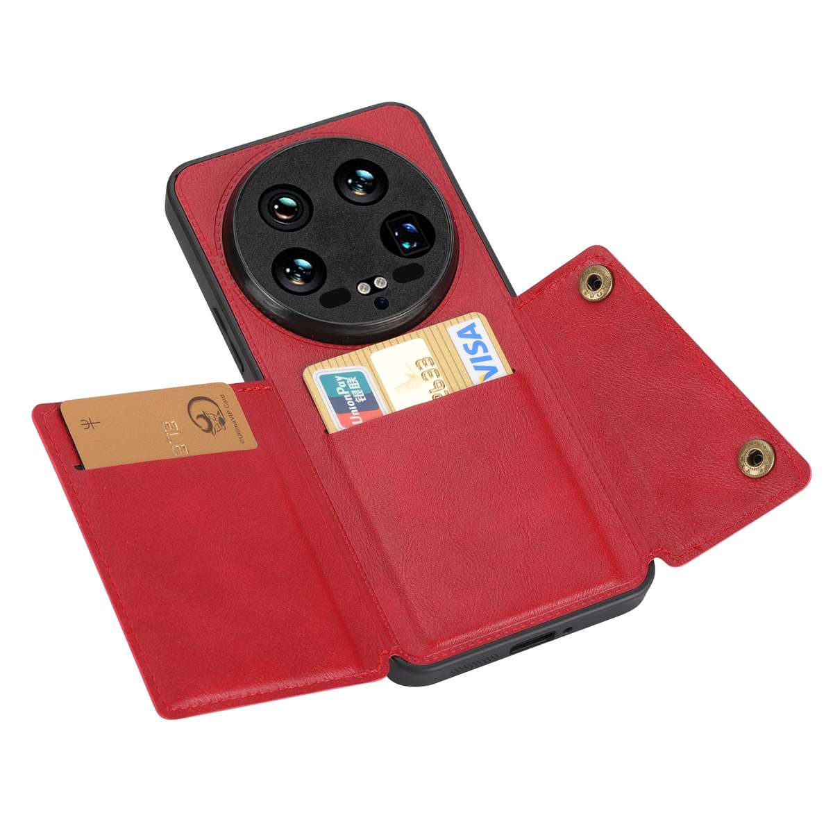 For Xiaomi 14 Ultra Double Buckle Card Slots Magnetic Phone Case(Red)