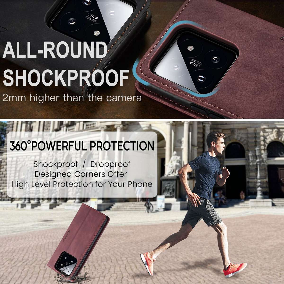 For Xiaomi 14 Pro CaseMe 013 Multifunctional Horizontal Flip Leather Phone Case(Wine Red)