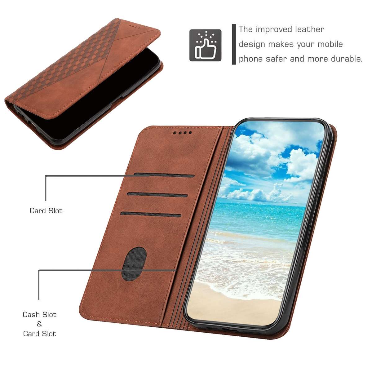 For Xiaomi Redmi 13 4G Diamond Splicing Skin Feel Magnetic Leather Phone Case(Brown)