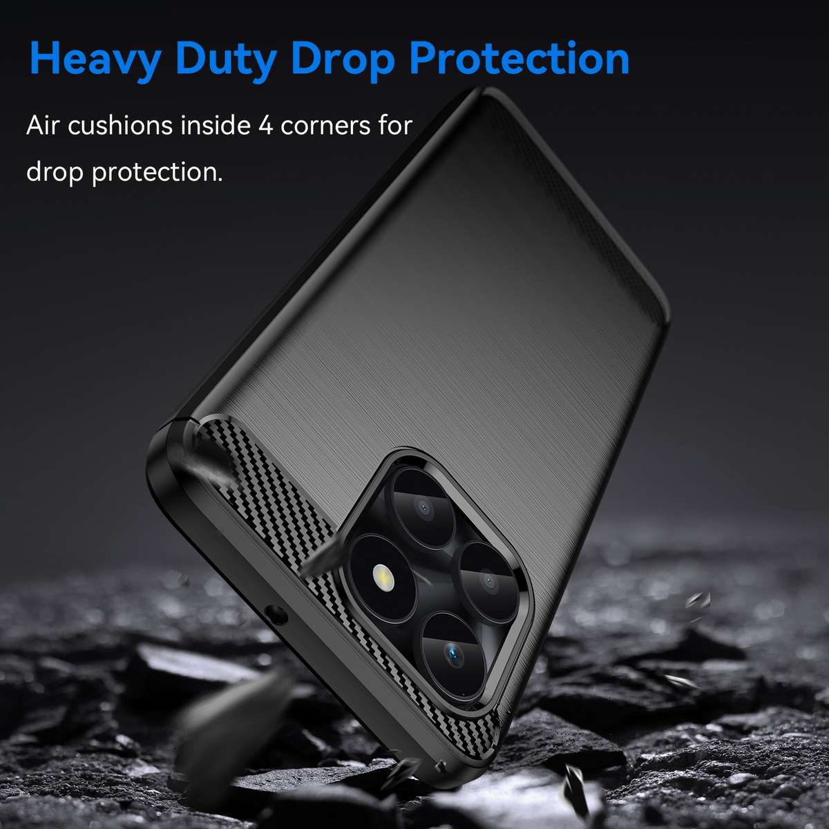 For Honor X6a Brushed Texture Carbon Fiber TPU Phone Case(Blue)