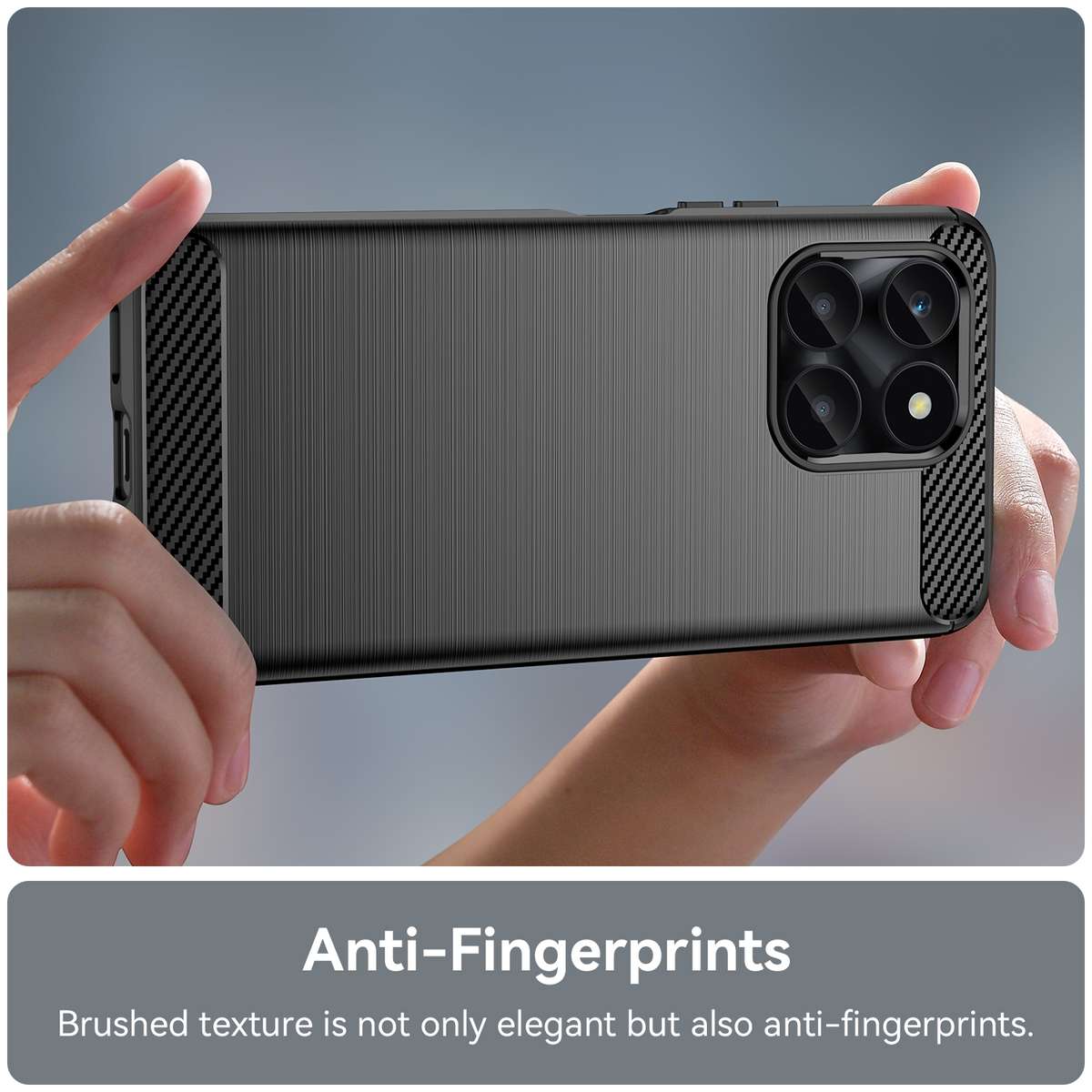 For Honor X6a Brushed Texture Carbon Fiber TPU Phone Case(Blue)