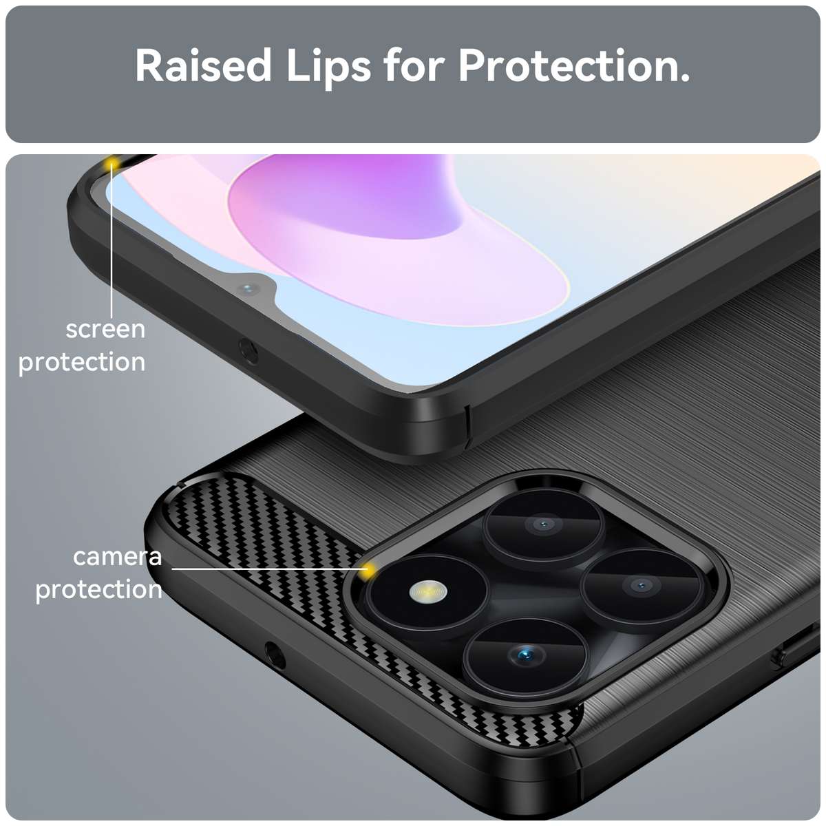 For Honor X6a Brushed Texture Carbon Fiber TPU Phone Case(Blue)